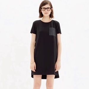 J. CREW FACTORY Faux Leather Pocket Tee Dress
